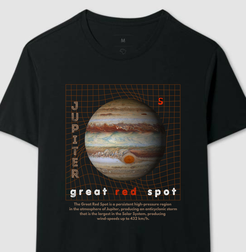 A Grande Mancha Vermelha de Júpiter Camiseta Supernova Estampada 