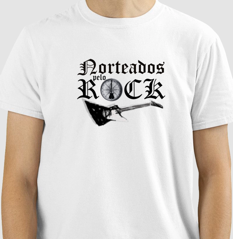 camiseta norteados pelo rock guitarra