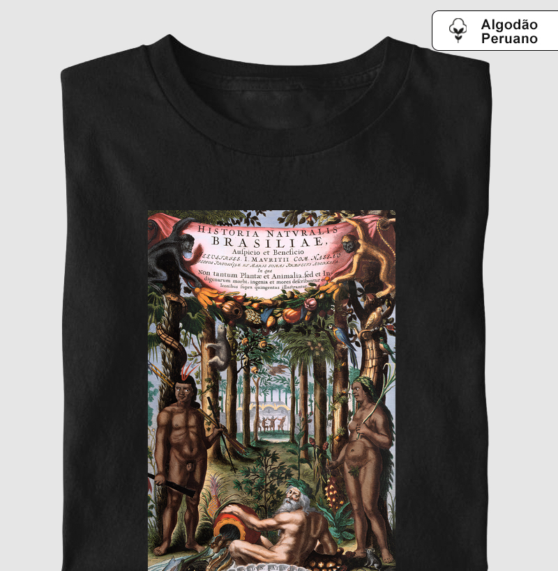 Camiseta Algodão Peruano Historia Naturalis Brasiliae: O Brasil de 1648