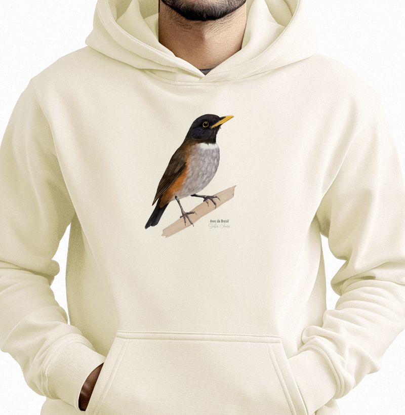Aves do Brasil II - Sabiá Coleira - Moletom Hoodie