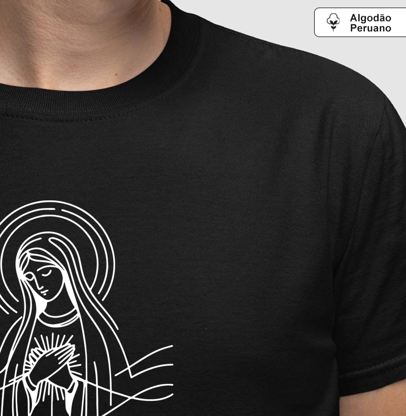 Estampa Nossa Senhora é Luz Preta Masc.