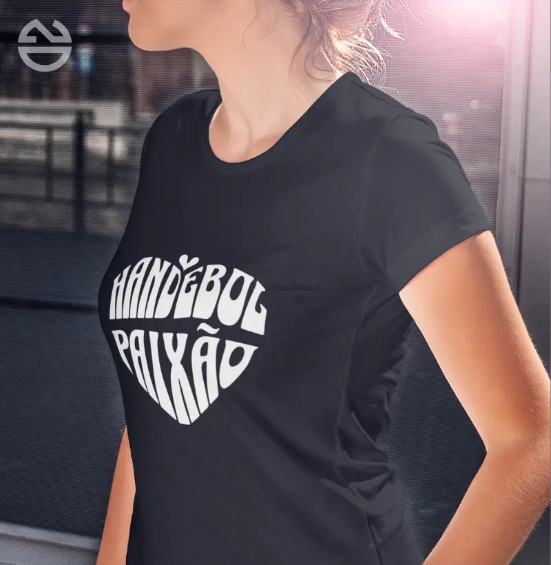 Camiseta de Handebol - Coração Handebol Paixão fundo escuro 