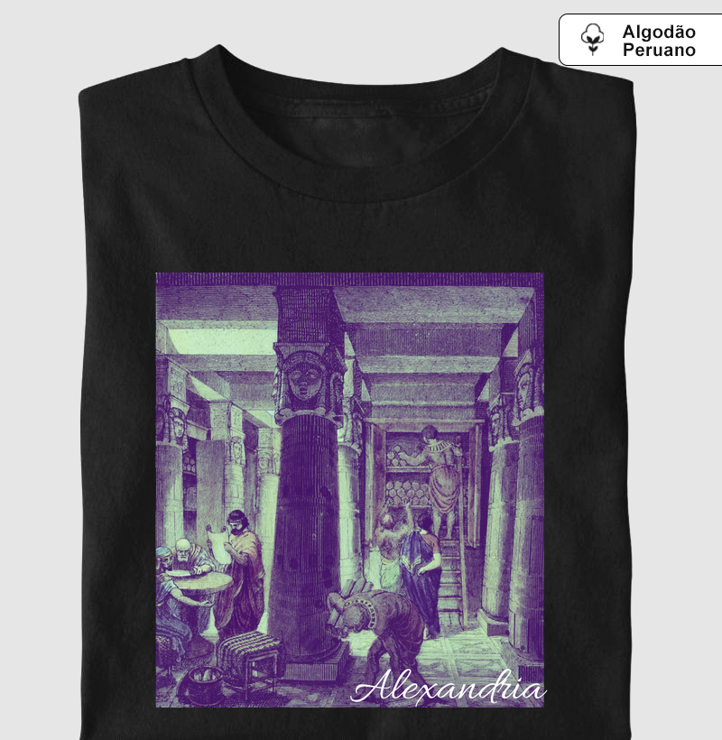 Camiseta Algodão Peruano Biblioteca de Alexandria