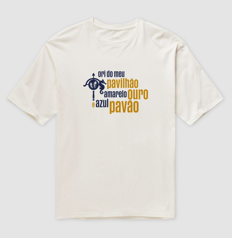 Oversized - Ori do meu pavilhão amarelo ouro e azul pavão