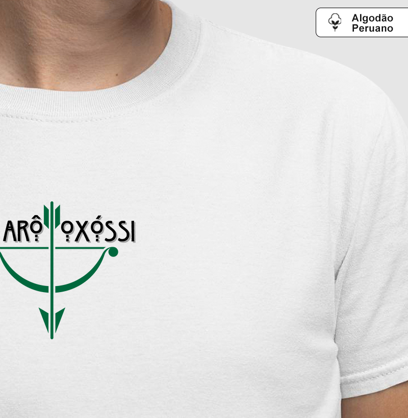 Camiseta Akê Arô Oxóssi Sombreada Branca Masc.