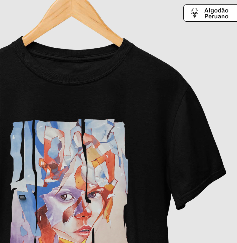 Sckado | Rosto Fragmentado - Camiseta Premium (Algodão Peruano)