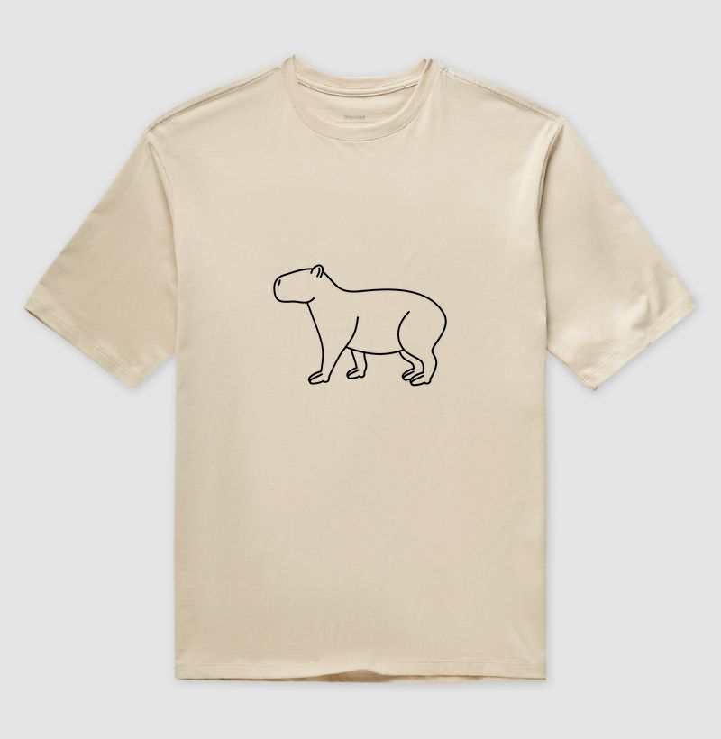 Camiseta Oversized Animalis 100% Algodão Capivara