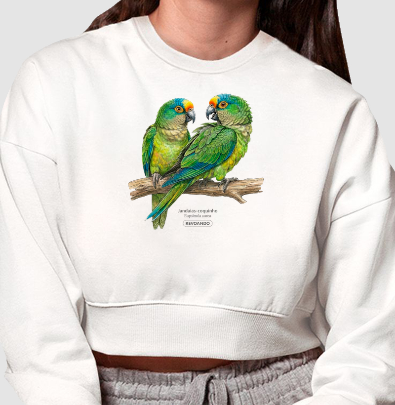 Traços Alados - Jandaia-coquinho - Moletom Cropped