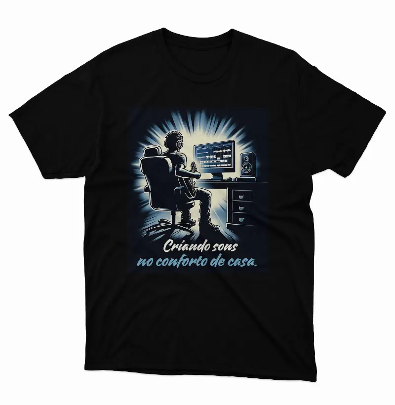 Camiseta Criando Sons no Conforto de Casa.