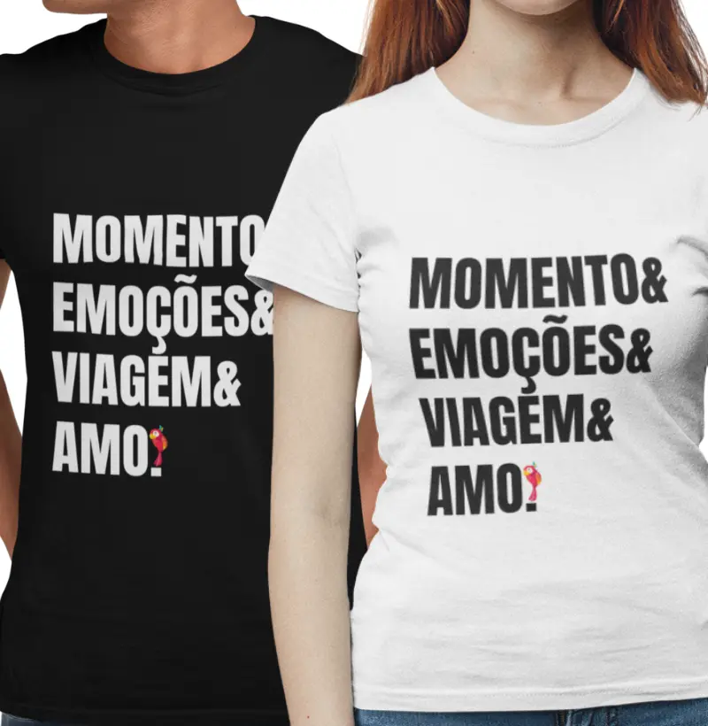 Camiseta Momento, Emoções e Viagem