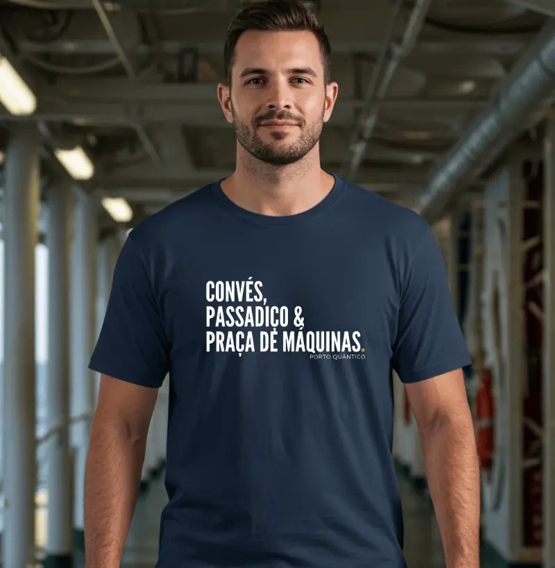 Camiseta Unissex 100% Algodão - Convés, Passadiço & Praça de Máquinas 