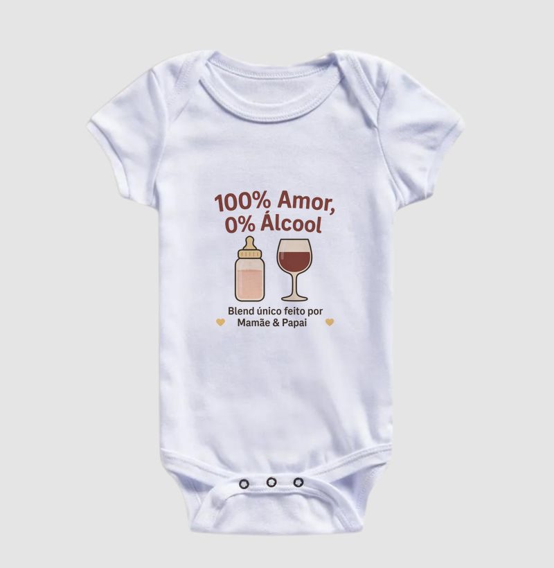 Body Infantil 100% Amor, 0% Alcool