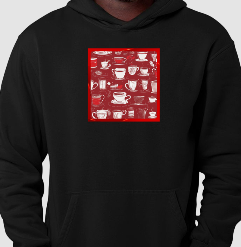 Moletom Xícaras Fundo Vermelho