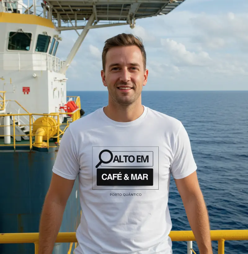 Camiseta Unissex 100% Algodão - Alto em Café & Mar
