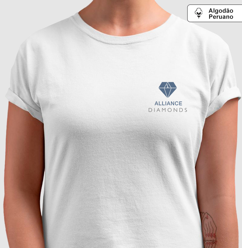 Camiseta Alliance Diamonds - Logo pequeno Azul I Branco