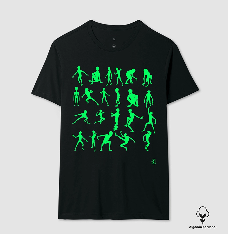 Camiseta Algodão Peruano Neon Aliens
