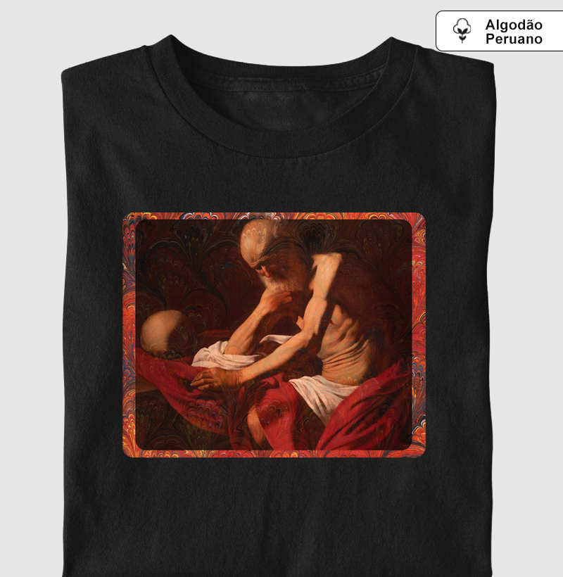 Camiseta Algodão Peruano São Jerônimo em Meditação: Caravaggio, Século XVII