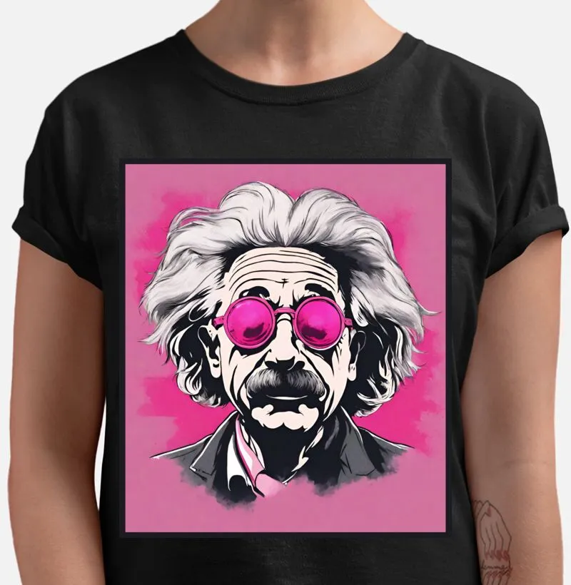 Camiseta Reserva Ink - Albert Einstein com Óculos Rosa