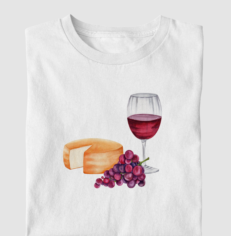 Camiseta Queijo e Vinho