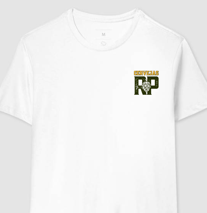 Camiseta Minimalista Cervejas RP Camisa Branca com Logo Colorido