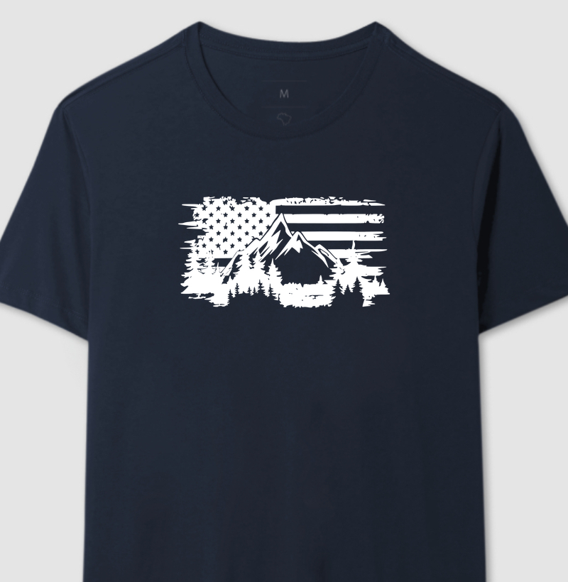 USA Flag Montain Pacific Northwest