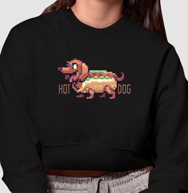 Cropped Moletom HotDog Reset8Bit