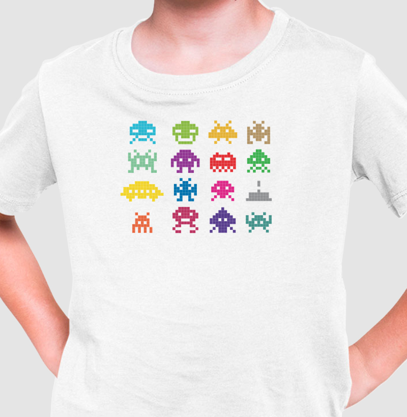 Color Pixel Aliens – Think Tee