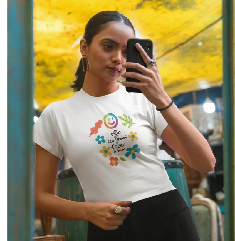 Camiseta Cropped Cirinho Sorrindo - Ong de combate ao Câncer de Sorriso-MT