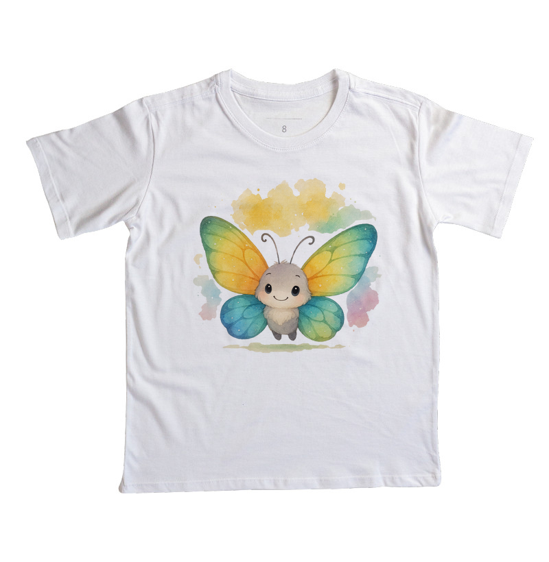 Borboleta verde amarela - estilo aquarela (infantil)
