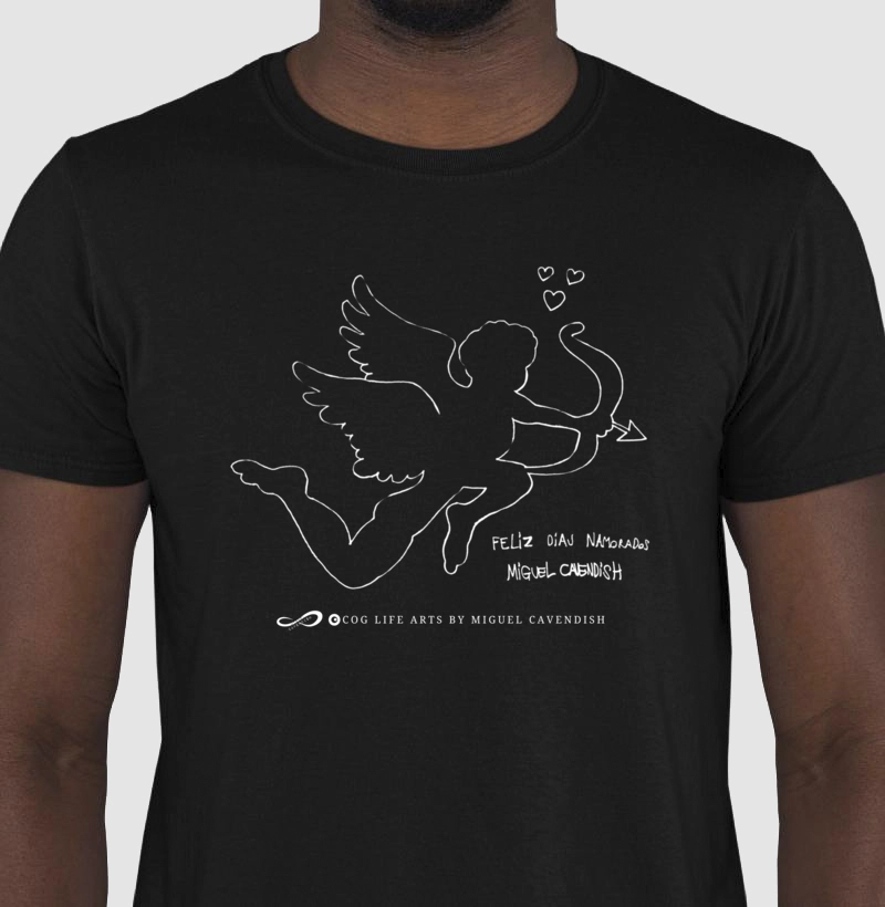 Camiseta Adulto Cupido Preta by Miguel Cavendish