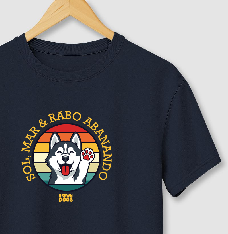 Sol, mar & rabo abanando estampa redonda