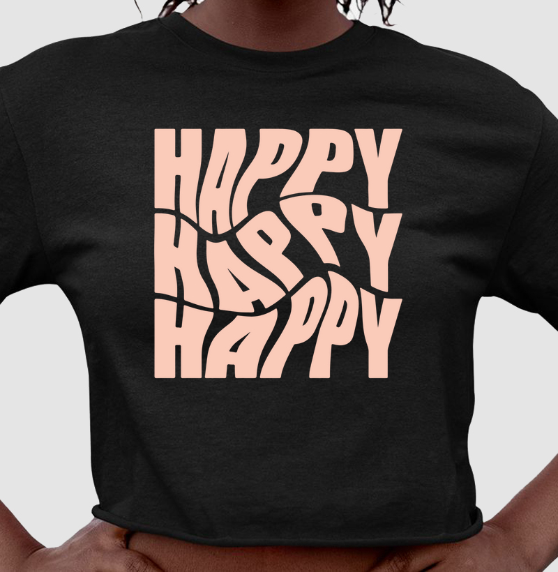 Camiseta Cropped - Happy (feliz)