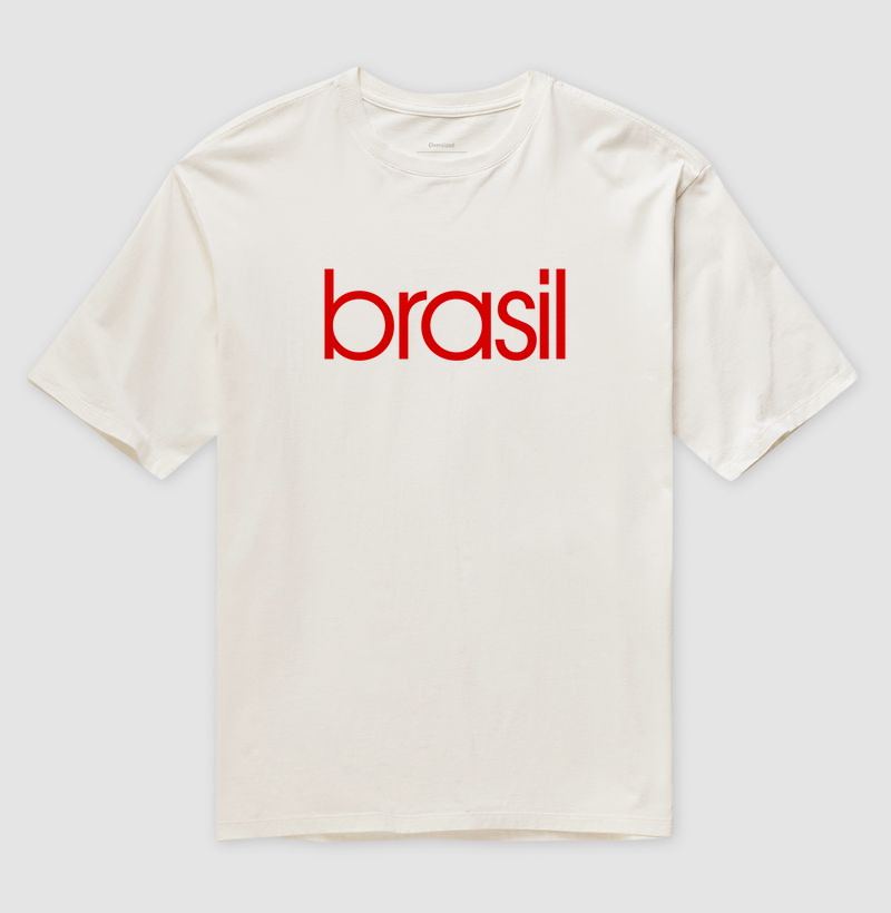 Camiseta Oversized Brasil Estampa Vermelha