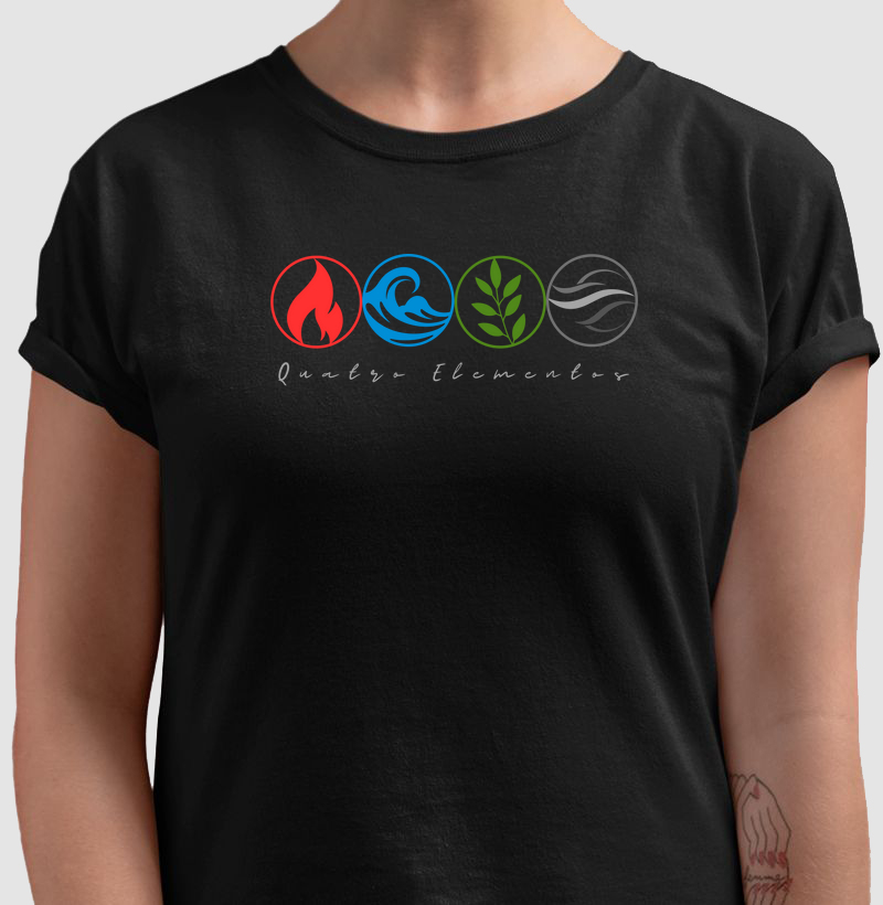 Camiseta 4 Elementos da Natureza Circ. Preta Feminina