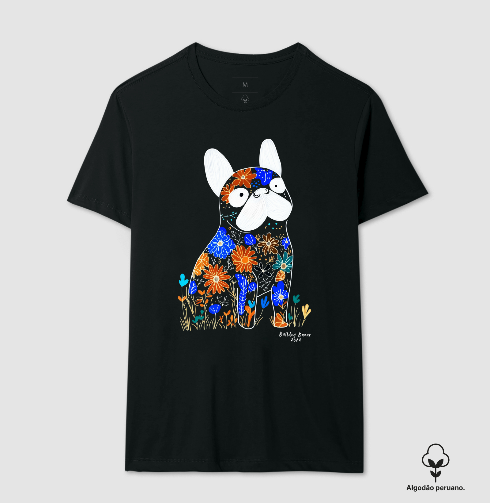 Camiseta Premium Bulldog Frances "Flores"