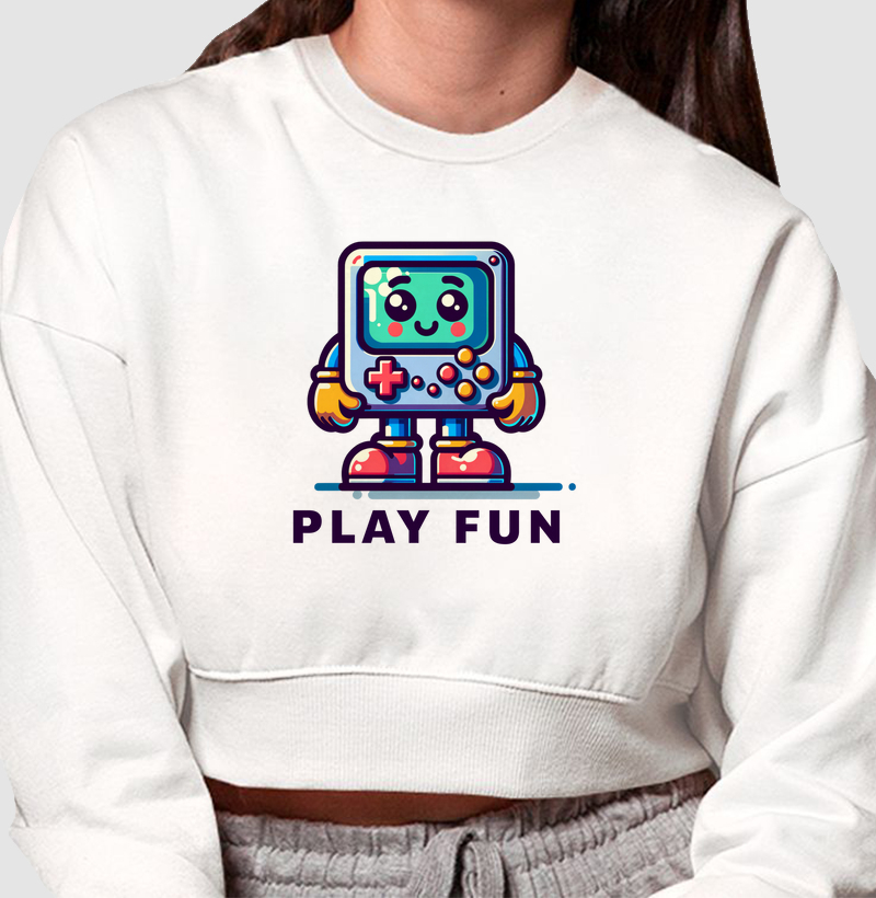 Moletom Cropped “Play Fun"