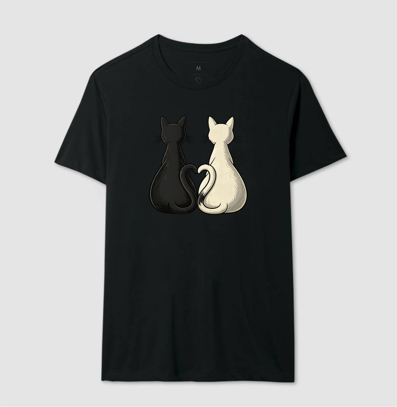 Camiseta Dupla de Gatos e Coraçãozinho