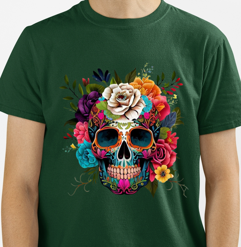 Camiseta Caveira Flower Unissex