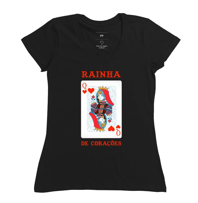 CAMISETA COM ESTAMPA RAINHA DE CORAÇÕES