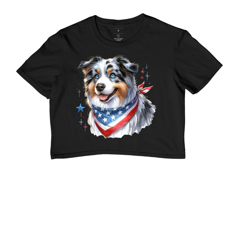 Australian Shepherd Blue Merle Bandeira