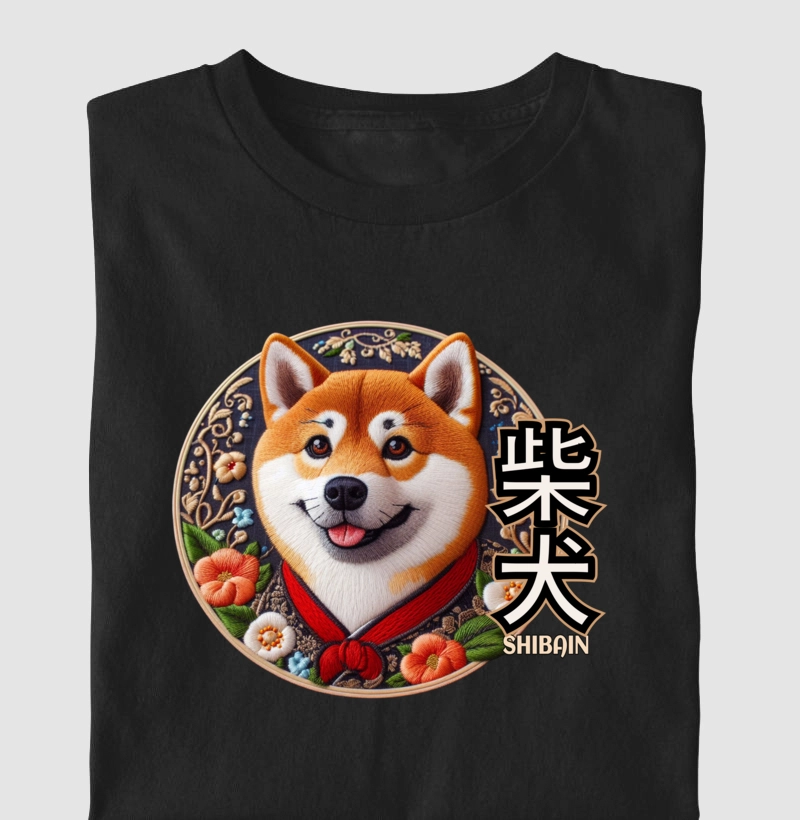 Shiba imita bordado kanji