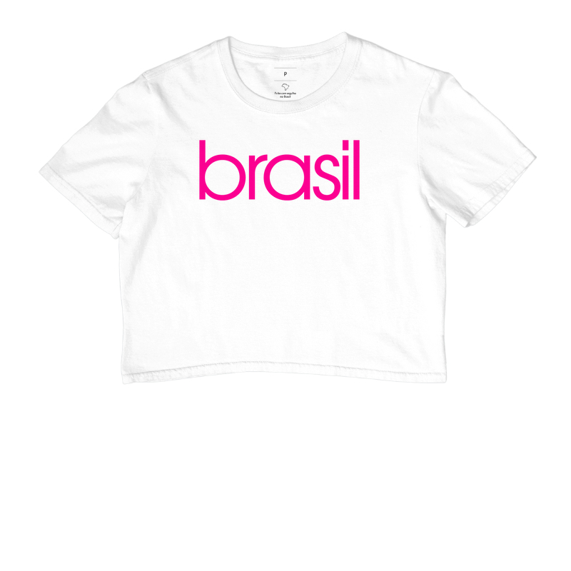 Cropped Brasil Estampa Rosa