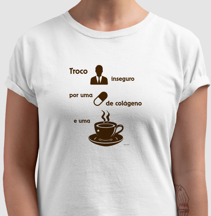 Troco homem inseguro por uma pílula de colágeno e uma xícara de café