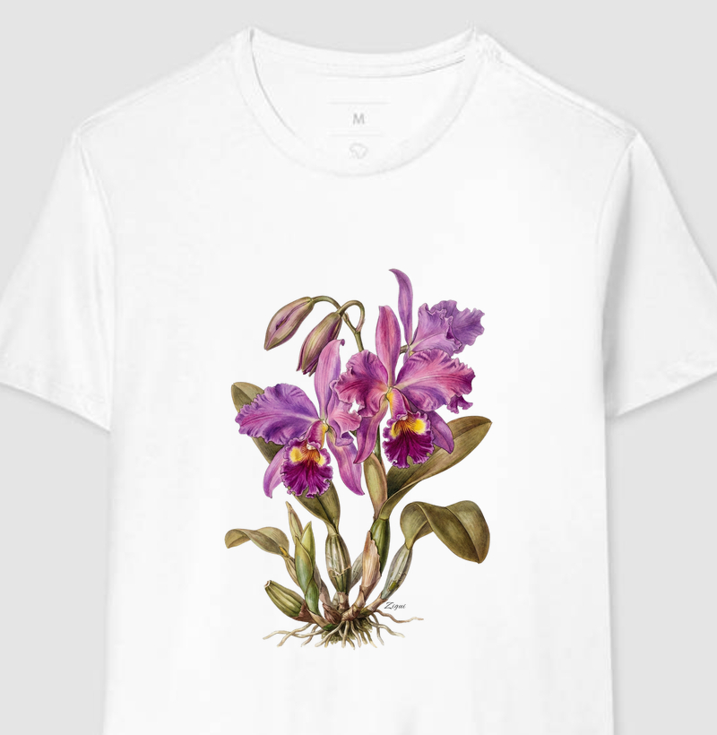Camiseta Orquídea Cattleya |Coleção Aquarela Nativa
