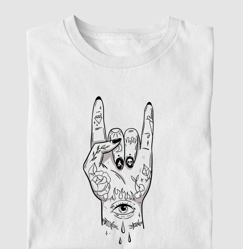 Female rock hand tattooed