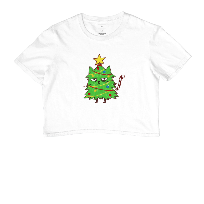 Gato no meio da árvore de Natal