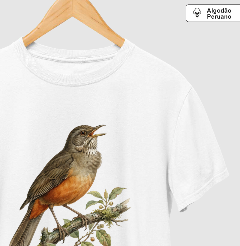 Camiseta Prime Sabiá-Laranjeira | Coleção Aquarela Nativa