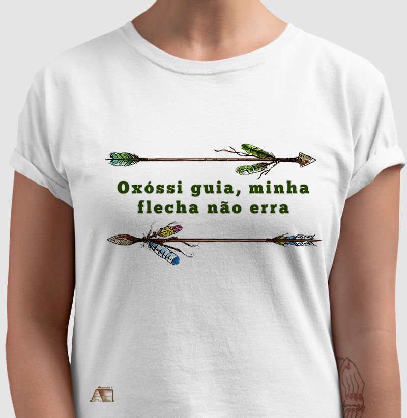 Camiseta Flecha de Fartura Oxóssi em Movimento 100% Algodão
