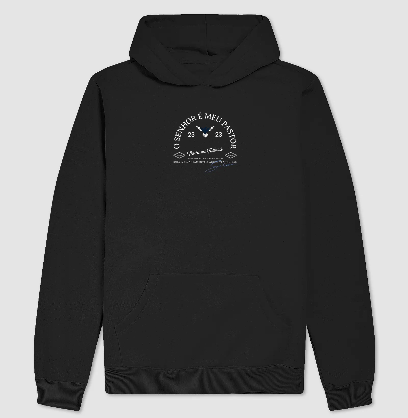 Hoodie Moletom Preta o Senhor é meu Pastor