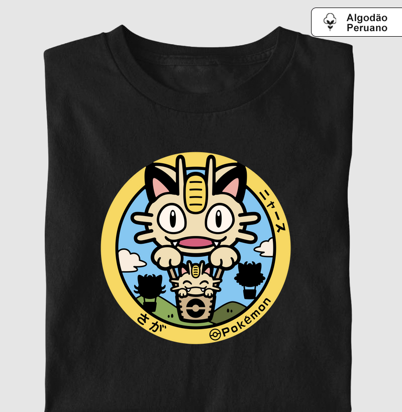 Qualidade Premium “Meowth” – Selo Pokémon (Pokéfuta) Circular Colorido (PP ao 4G)